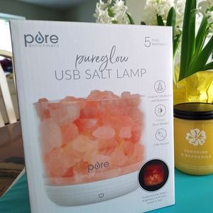 PureGlow USB Salt Lamp  Authentic Pink Himalayan Salt Rocks Light Dimmer